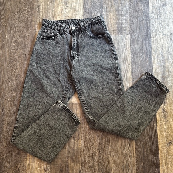 SHEIN Gray Black High Rise Waist Mom Denim Jeans Women’s Size Small - Picture 1 of 9